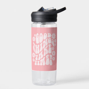 Good Things Take Time Retro Flowers Water Bottle