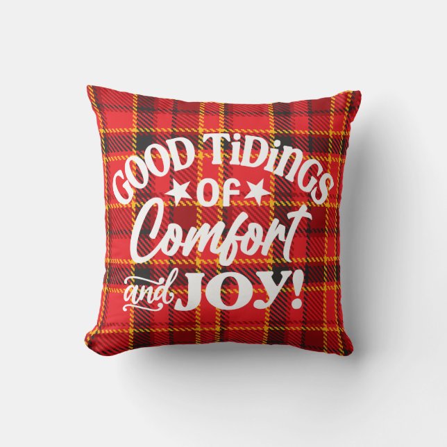 Good Tidings of Comfort and Joy, Christmas Plaid Cushion (Front)