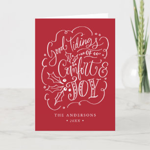 Good Tidings of Comfort & Joy Red Non-Photo Holiday Card