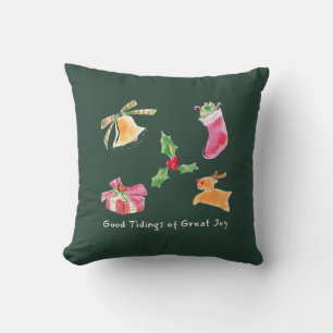 Good Tidings of Great Joy Holiday Illustration Cushion