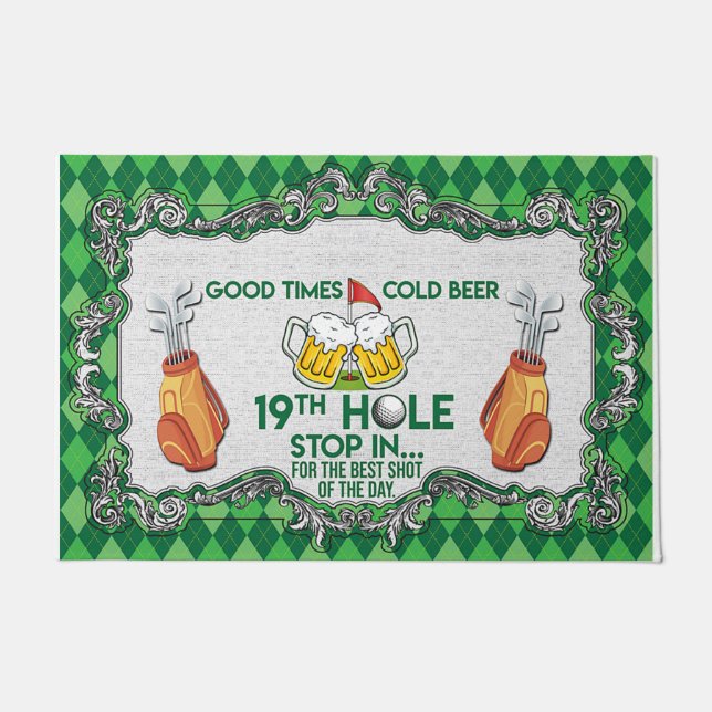 Good Time Cold Beer Funny Mat, Golfing Doormat (Front)