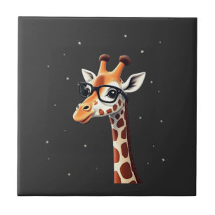 Good Time Hipster Giraffe T-Shirt Men's Women's Ch Ceramic Tile