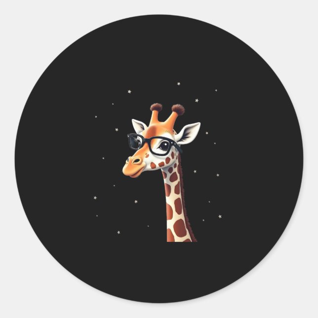 Good Time Hipster Giraffe T-Shirt Men's Women's Ch Classic Round Sticker (Front)