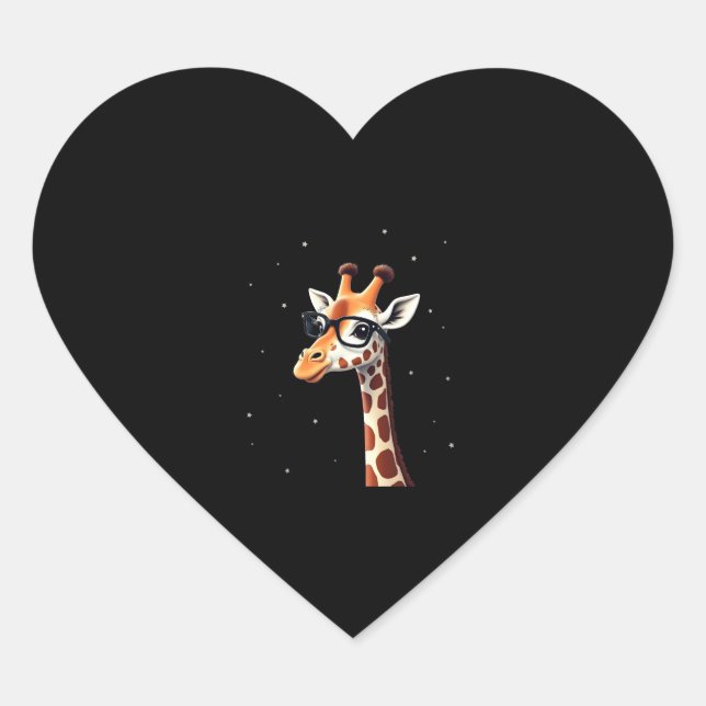 Good Time Hipster Giraffe T-Shirt Men's Women's Ch Heart Sticker (Front)