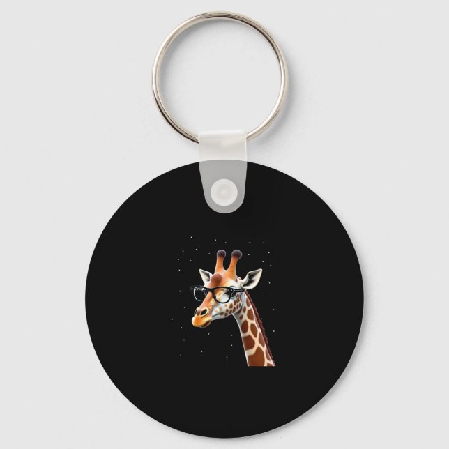 Good Time Hipster Giraffe T-Shirt Men's Women's Ch Key Ring (Front)