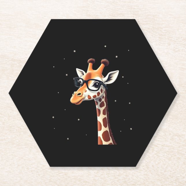 Good Time Hipster Giraffe T-Shirt Men's Women's Ch Paper Coaster (Front)