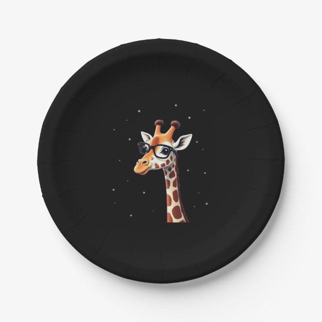 Good Time Hipster Giraffe T-Shirt Men's Women's Ch Paper Plate (Front)