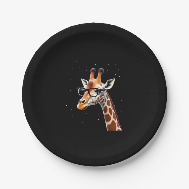 Good Time Hipster Giraffe T-Shirt Men's Women's Ch Paper Plate (Front)