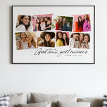 Good times great memories fun photo collage poster<br><div class="desc">This fun 8-photo collage features the hand-written type "good times, great memories" along with a custom text spot. A great way to commemorate occasions like senior year, a vacation, a sports season and more. Makes a great graduation gift but can also work well for birthdays and holidays like mother's day...</div>