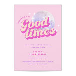 Good Times Groovy Pink Birthday Party Invitation<br><div class="desc">This pink party invitation features a disco ball and retro typography, giving it a fun and playful vibe. The front of the invitation is adorned with a pink background and a glittering disco ball, setting the tone for a lively and energetic celebration. The retro typography adds to the theme, giving...</div>