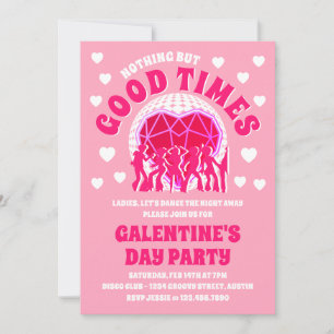 Good Times Groovy Pink Valentine's Galentine's Day Invitation