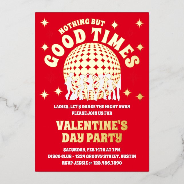 Good Times Groovy Red Valentine's Day Party Photo (Front)
