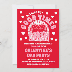 Good Times Groovy Red Valentine's Galentine's Day Invitation