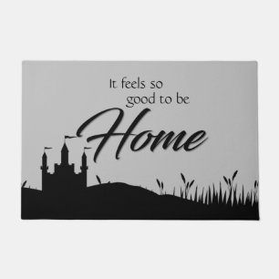 Good to be home black white calligraphy modern Doormat