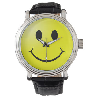 Good To Go Face Watch, Black Leather Strap Watch