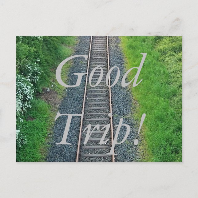 Good Trip! Train Track Railway in Nature Landscape Postcard (Front)