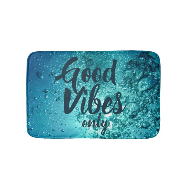 Good Vibes and Cool Blue Water Bath Mat (Front)