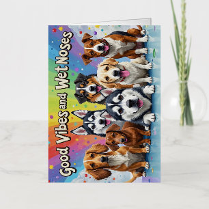 Good Vibes and Wet Noses Playful doodles Foil Greeting Card