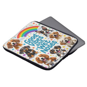 Good Vibes and Wet Noses Playful doodles  Laptop Sleeve