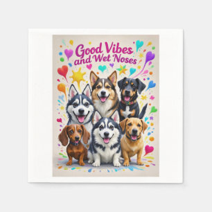 Good Vibes and Wet Noses Playful doodles Napkin