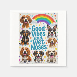 Good Vibes and Wet Noses Playful doodles  Napkin