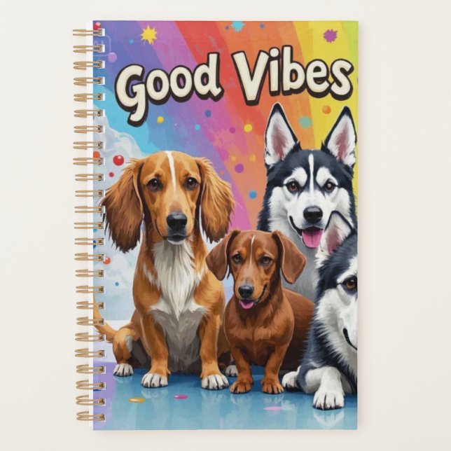 Good Vibes and Wet Noses Playful doodles  Planner (Front)