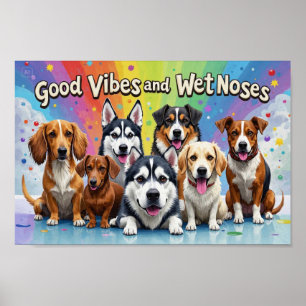 Good Vibes and Wet Noses Playful doodles  Poster