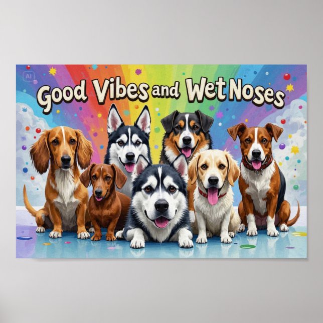 Good Vibes and Wet Noses Playful doodles  Poster (Front)
