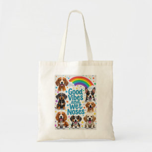 Good Vibes and Wet Noses Playful doodles Tote Bag