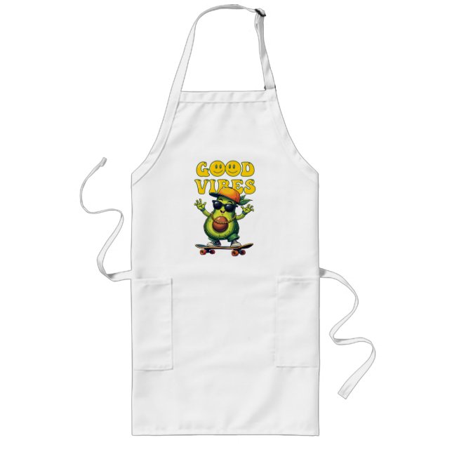 Good vibes Avocado Long Apron (Front)
