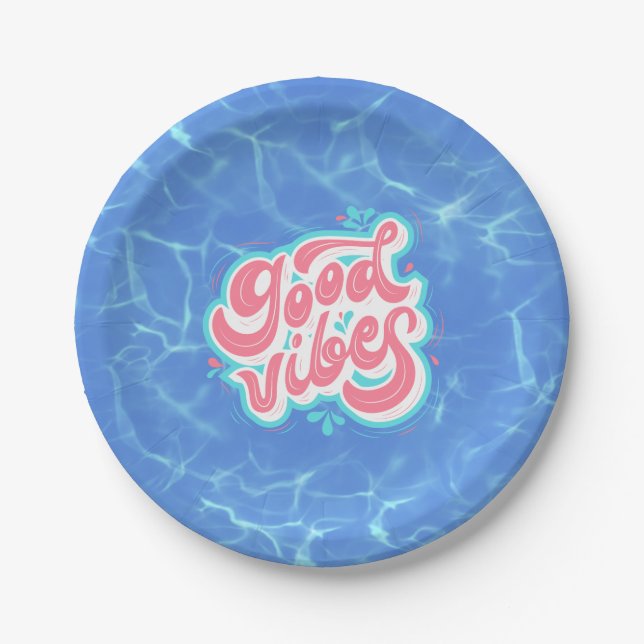 Good Vibes Beach/pool  Paper Plate (Front)