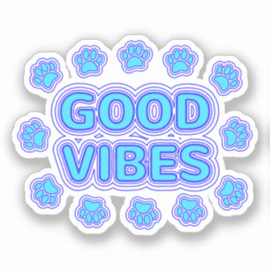 Good Vibes Cartoon Dog Paw Prints