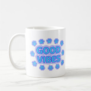 Good Vibes Cartoon Dog Paw Prints Coffee Mug