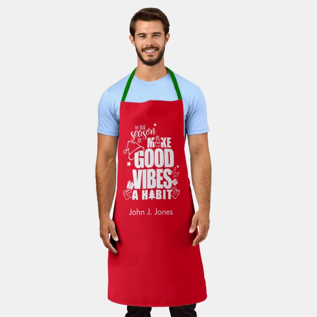 Good Vibes Christmas | Elegant Christmas Apron (Worn)