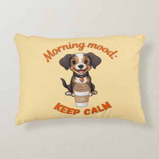 Good Vibes & Coffee – Playful Puppy Digital Artwor Decorative Cushion