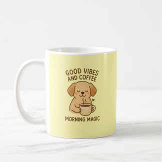 Good Vibes & Coffee – Playful Puppy Digital Artwor Mug