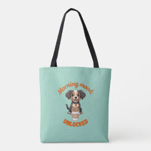 Good Vibes & Coffee – Playful Puppy Digital Artwor Tote Bag