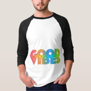 Good Vibes Colourful Rainbow Typography T-Shirt