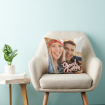 Good Vibes Couple Photo  Cushion<br><div class="desc">Adorable photo "good vibes" design throw pillow for couples. You can add two different photos to the pillow,  giving you two looks.</div>