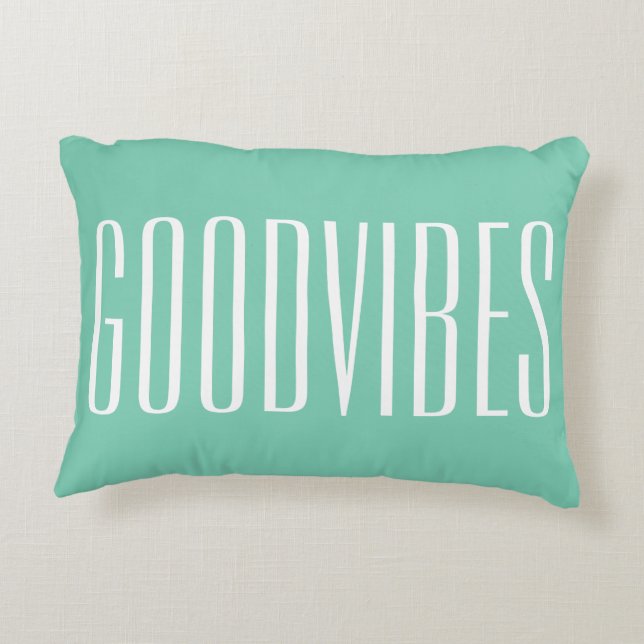 Good Vibes Customisable White And Green New Age Decorative Cushion (Back)