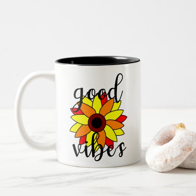 Good Vibes Flower Coffee Mug (With Donut)