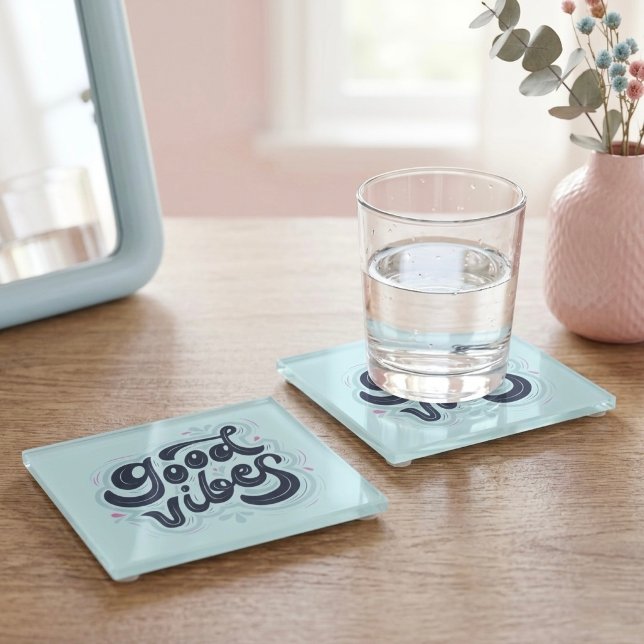Good Vibes Glass Coaster (Creator Uploaded)