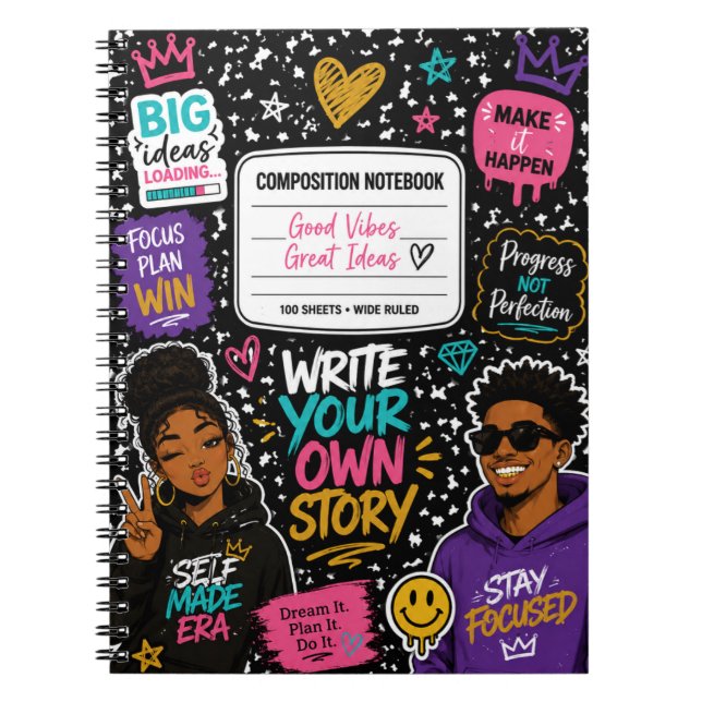 Good Vibes Great Ideas Composition Notebook (Front)
