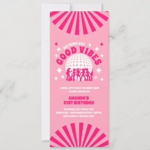Good Vibes Groovy Pink Birthday Party Invitation