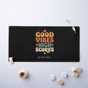 Good Vibes & High Scores Retro 70s Custom Typograp Desk Mat