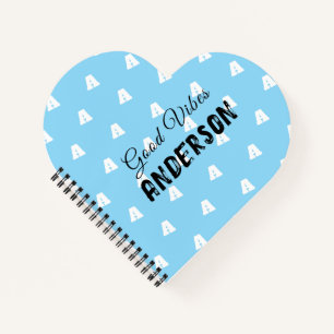 Good Vibes Monogram With Name Blue Notebook