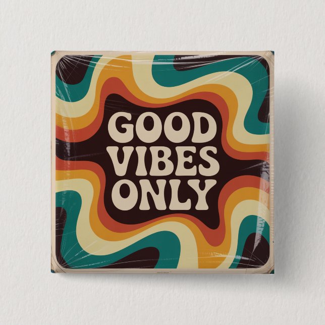 Good Vibes Only 15 Cm Square Badge (Front)