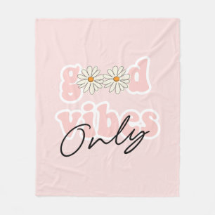 Good Vibes Only 70's Hippie Slogan Fleece Blanket