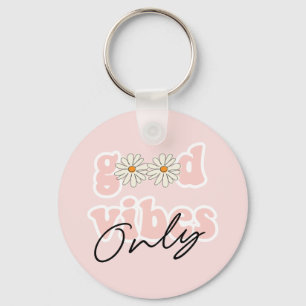 Good Vibes Only 70's Hippie Slogan Key Ring