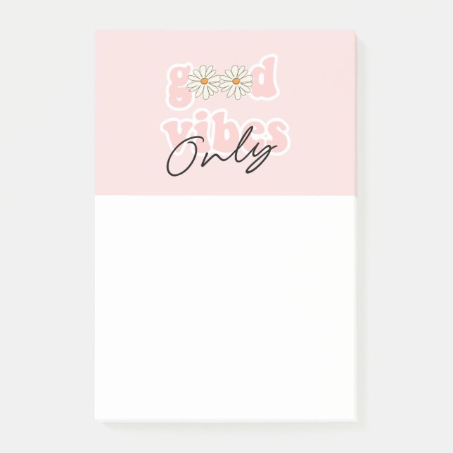 Good Vibes Only 70's Hippie Slogan Post-it Notes (Front)